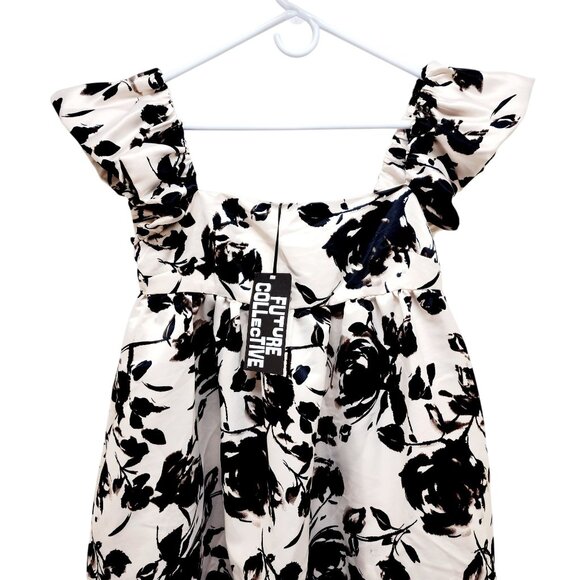 Future Collective Womens Floral Sleeveless Dress With Ruffle Straps S Polyester - Picture 11 of 11